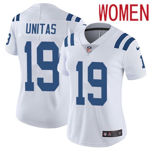 Women Indianapolis Colts 19 Johnny Unitas Nike White Vapor Limited NFL Jersey